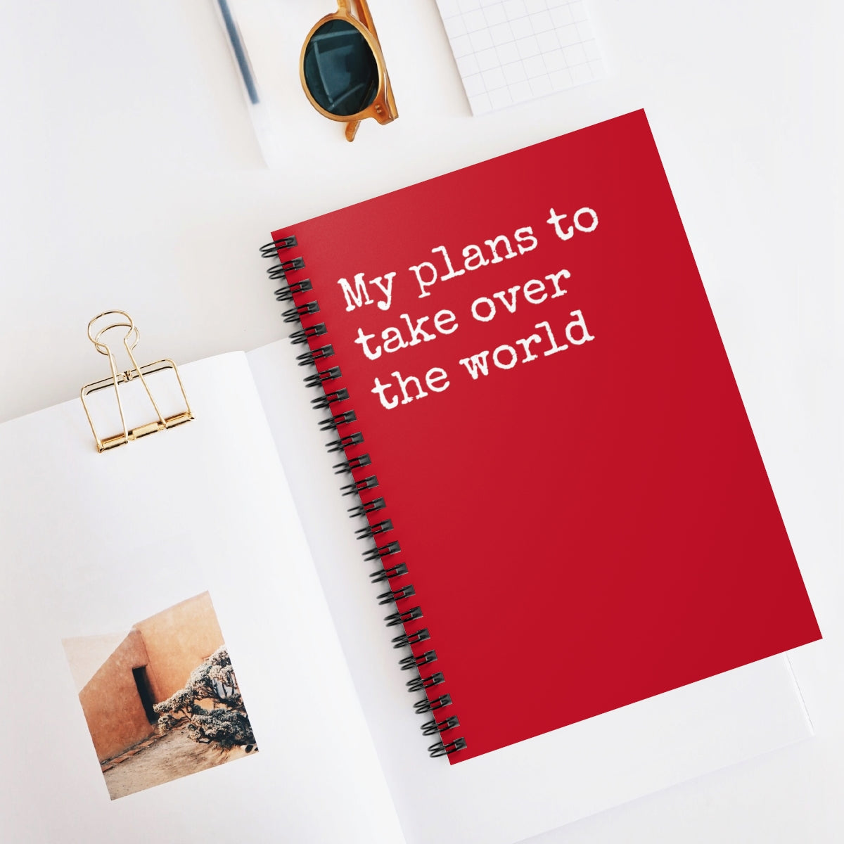 My plans to take over the world Spiral Funny Notebook